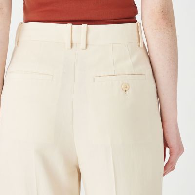コットンアセテートツイル　タックフレアパンツ