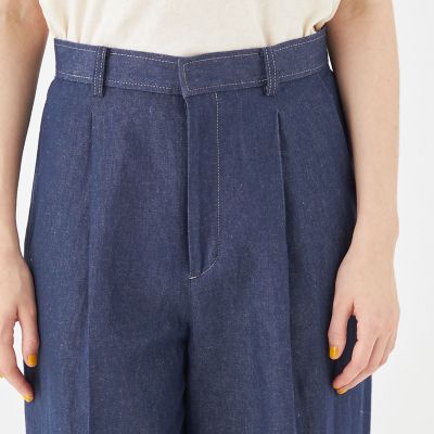 リアクティブデニム　タックテーパードパンツ