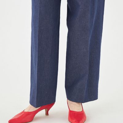 リアクティブデニム　タックテーパードパンツ