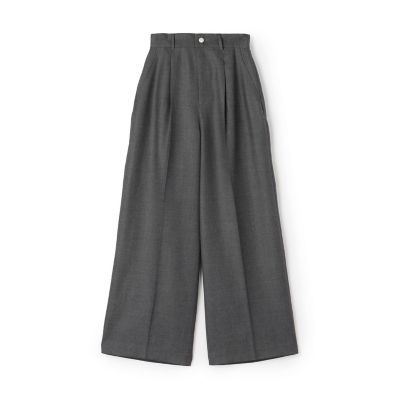 ウールナチュラルストレッチ　タックワイドパンツ
