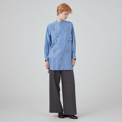 ウールナチュラルストレッチ　タックワイドパンツ