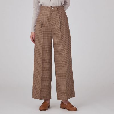 ウールナチュラルストレッチ　タックワイドパンツ