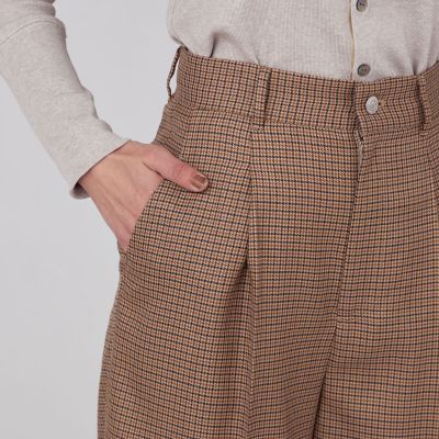 ウールナチュラルストレッチ　タックワイドパンツ