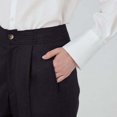 圧縮ニット　タックストレートパンツ
