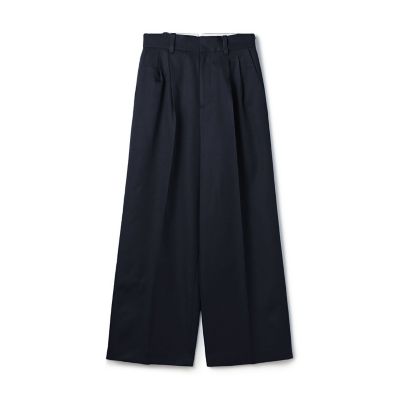 ウールレーヨンツイル　タックワイドパンツ