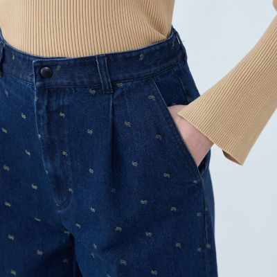 デニムスパークジャカード タックストレートパンツ | maison