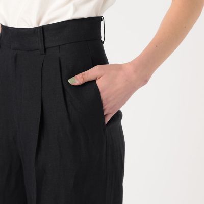 リネンレーヨンツイル　タックワイドパンツ