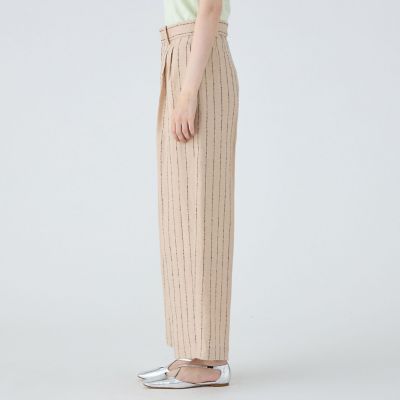 ダブルカバーリネン　タックワイドパンツ