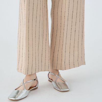 ダブルカバーリネン　タックワイドパンツ