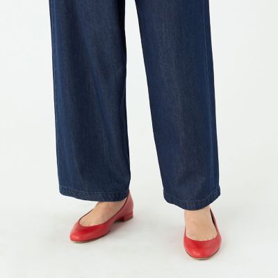 コットンセルロースデニム　アシンメトリータックパンツ