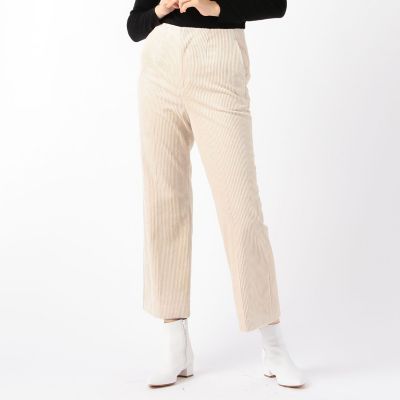 ワイドウェールコーデュロイ　セミフレアクロップドパンツ
