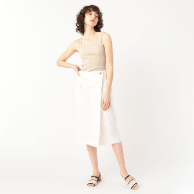 ＜maison TOMORROWLAND＞コットンリネンストレッチ　ラップスカート
