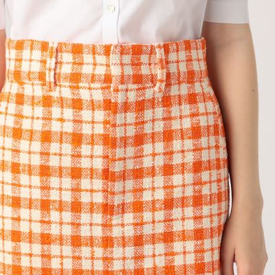 【タイムセール：６月３０日（月）午前９時３０分迄】ファンシーチェックツイード　Ｉラインロングスカート