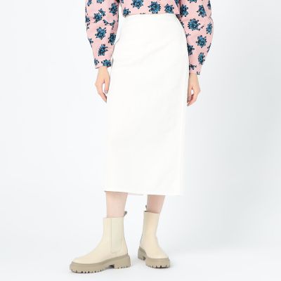 【タイムセール：６月３０日（月）午前９時３０分迄】コットンリネンギャバジン　ペンシルミディスカート