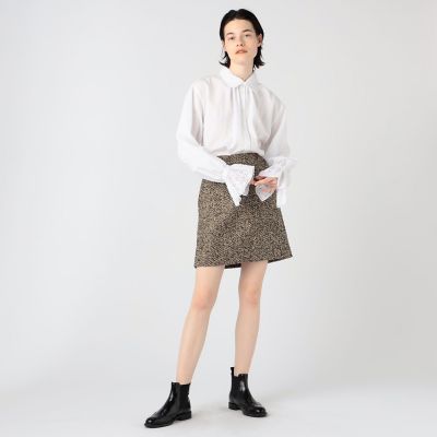 ヘリンボーンミニスカート ブラックとホワイト マルケ ピュア ウール ヘリンボーン ミニ スカート