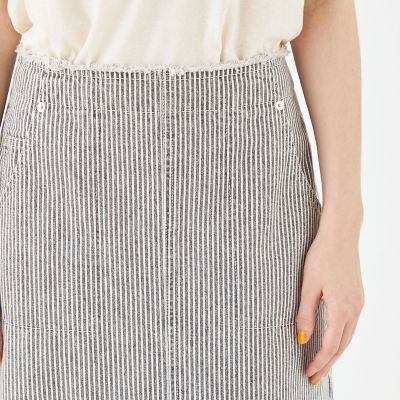 ヒッコリーストライプデニム　セミフレアマキシスカート