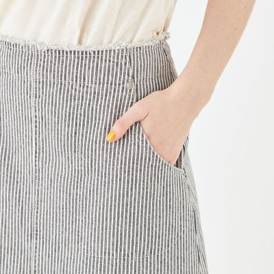 ヒッコリーストライプデニム　セミフレアマキシスカート
