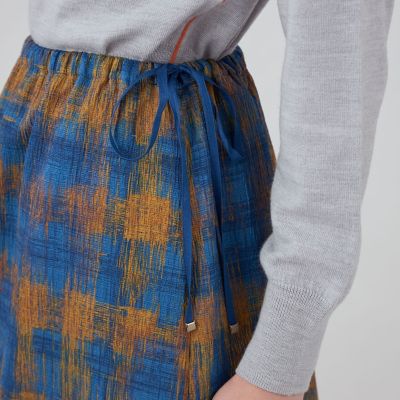 【新品】MACPHEE　ドローイングチェックプリント イージースカート セール】ドローイングチェックプリント イージースカート