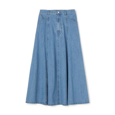 コットンセルロースデニム フレアロングスカート | maison