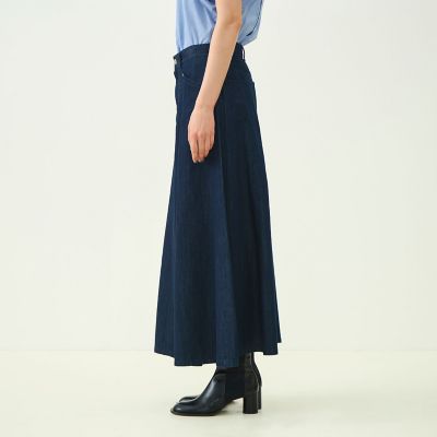 コットンセルロースデニム フレアロングスカート | maison