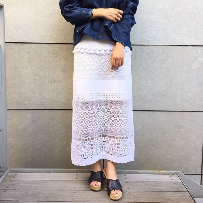 シルクコットンレースコンビ　Ｉラインスカート