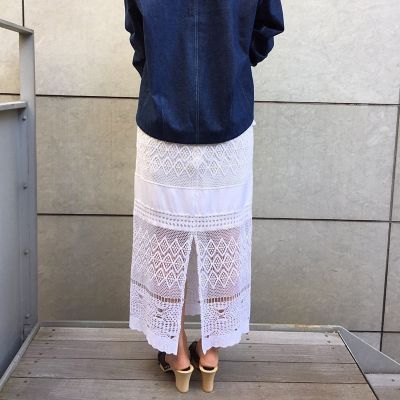 シルクコットンレースコンビ　Ｉラインスカート