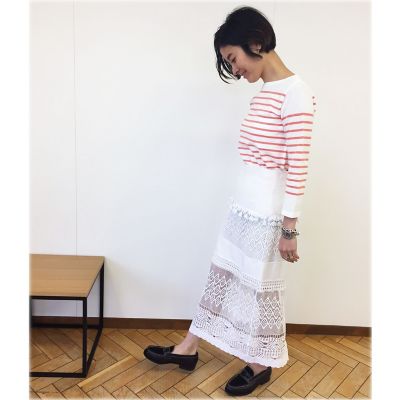 シルクコットンレースコンビ　Ｉラインスカート