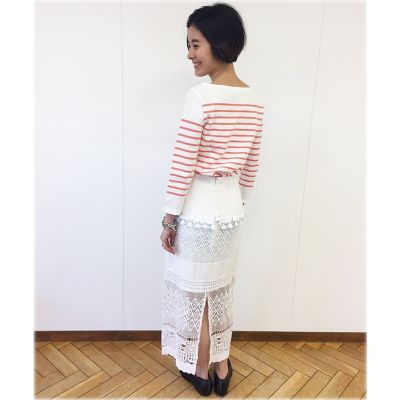 シルクコットンレースコンビ　Ｉラインスカート