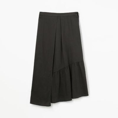 コットンサテンピースダイ　アシンメトリーラップスカート