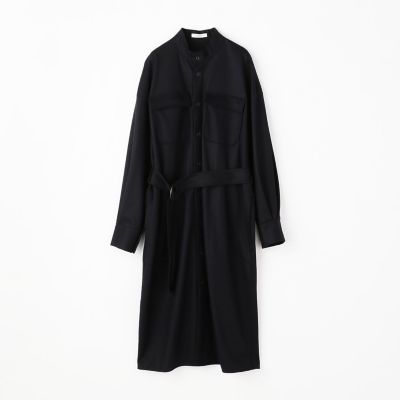 ファインウールスムース　スタンドネックシャツワンピース
