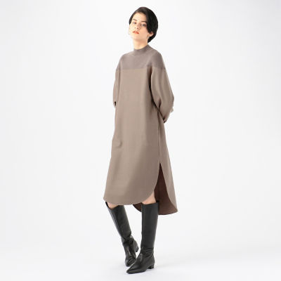 ウールニットコンビ ハイネックワンピース | maison