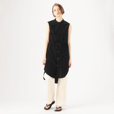 ＜maison TOMORROWLAND＞コットンポリステル　スタンドネックシャツワンピース