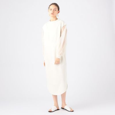 ＜maison TOMORROWLAND＞シアーコンビ　クルーネックワンピース