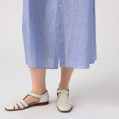 コットンリネンソリッド スタンドカラーシャツワンピース | maison