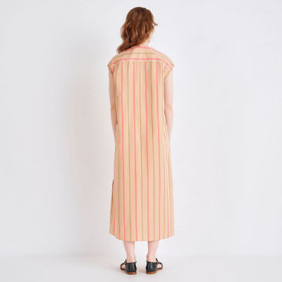 コットンシルクストライプ バンドカラーシャツワンピース | maison  