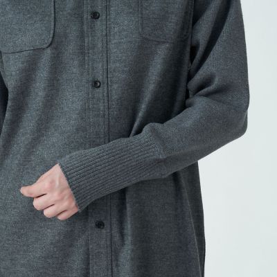 ウールインターロック バンドカラーシャツワンピース | maison