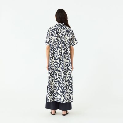 ボタニカルプリント　シャツワンピース
