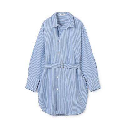 コットンブロード ベルト付きチュニックシャツ | maison