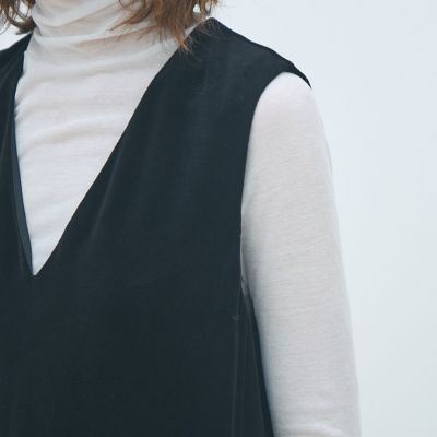 コットンポリエステルベロア Vネックワンピース | maison