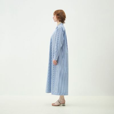 【ティゴラ】ナイロンワンピース　3Lサイズ　ブルー　フルジップ　ダブルジップ コットンタイプライター ジップワンピース | maison TOMORROWLAND