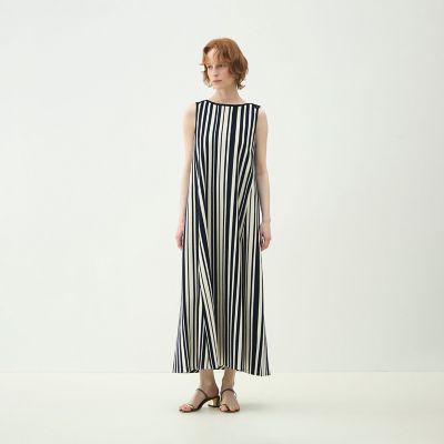ランダムストライプラッセル ノースリーブワンピース | maison