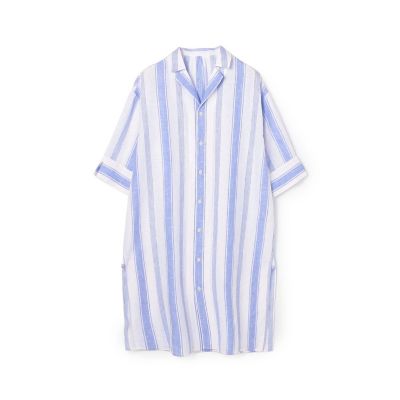 極美品　TOMORROWLAND ボールジー　リネン　麻　シャツ　ブルーゆったり ハードマンリネン チュニックシャツ | maison TOMORROWLAND/メゾン