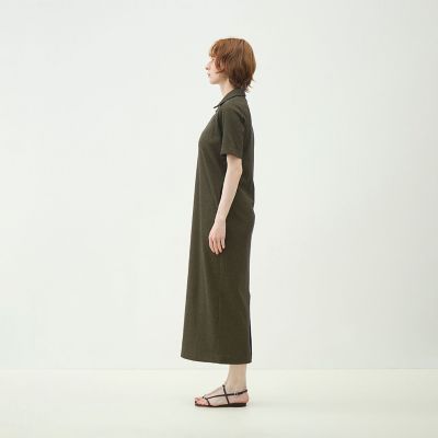 トゥモローランド ワンピース ベージュ 36 新品未使用 タグ付 コットン　M ヘザーリブ ポロカラーワンピース | maison TOMORROWLAND/メゾン