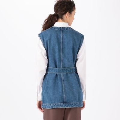 コットンデニム　ベルテッドベスト