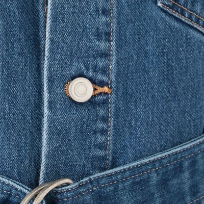 コットンデニム　ベルテッドベスト