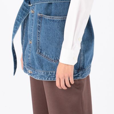 コットンデニム　ベルテッドベスト