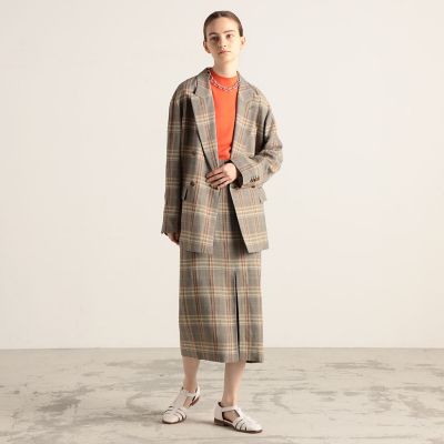 レーヨンリネンチェック　ダブルブレストジャケット