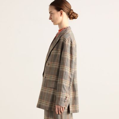 レーヨンリネンチェック　ダブルブレストジャケット