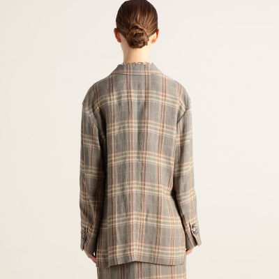 レーヨンリネンチェック　ダブルブレストジャケット