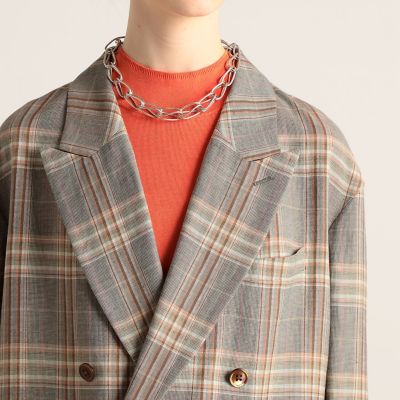 レーヨンリネンチェック　ダブルブレストジャケット